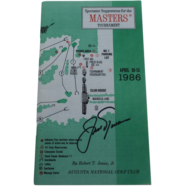 Jack Nicklaus Signed 1986 Masters Spectator Guide - Jacks Final Major Win JSA ALOA