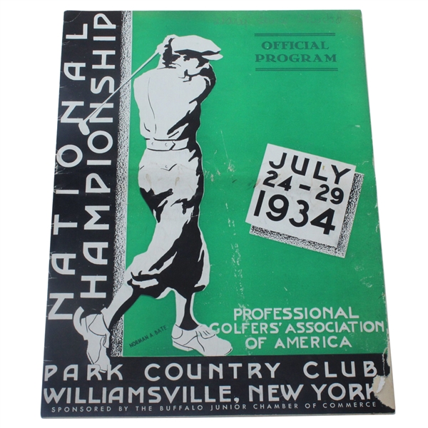 1934 PGA Championship at Park Country Club Program - Paul Runyan Winner