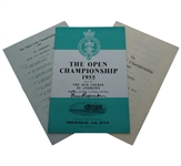 Peter Thomson Signed 1955 Open at St. Andrews Program with Thurs-Fri Pairing Sheets JSA ALOA
