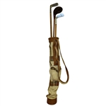 Leather and Canvas Childs Golf Bag with Three Clubs