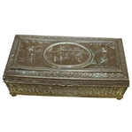 Ornate Metal Box - Golfers and Clubhouse
