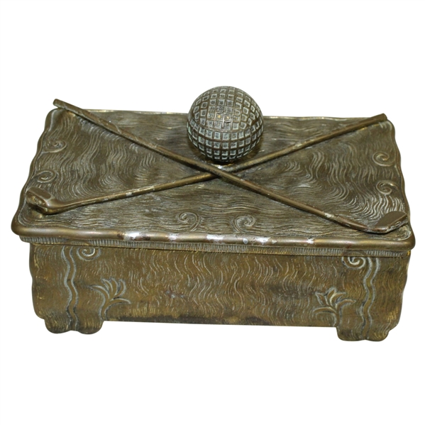 Jennings Brothers Box with Golf Ball and Crossed Clubs on Lid