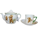 Golfing Bears Tea Pot, Cup, and Saucer