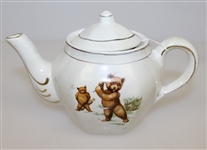 Golfing Bears Tea Pot, Two Cups, and Two Saucers