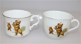 Golfing Bears Tea Pot, Two Cups, and Two Saucers