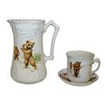 Golfing Bears Tea Cup, Saucer, and Pitcher