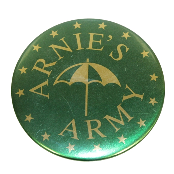 Arnies Army Green and Gold with stars Button - 3"