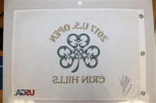 Brooks Koepka Signed 2017 US Open at Erin Hills Embroidered White Flag JSA ALOA