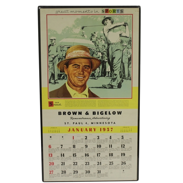 Sam Snead Great Moments in Sports January 1957 Calendar Page - Large