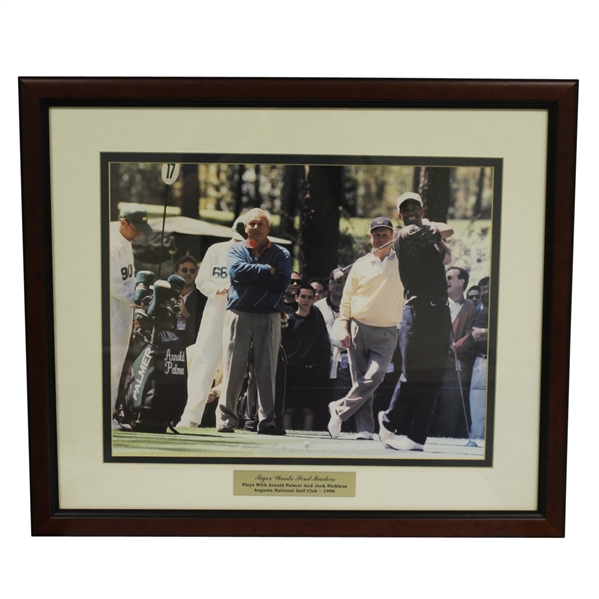 Tiger Woods First Masters 16x20 Photo with Jack & Arnie - 1996 - Framed