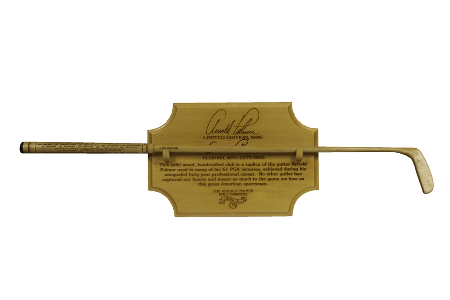 Arnold Palmer Signed Ltd Ed 'The Original' Putter Display with 61 PGA Victories Carved in Wood JSA ALOA