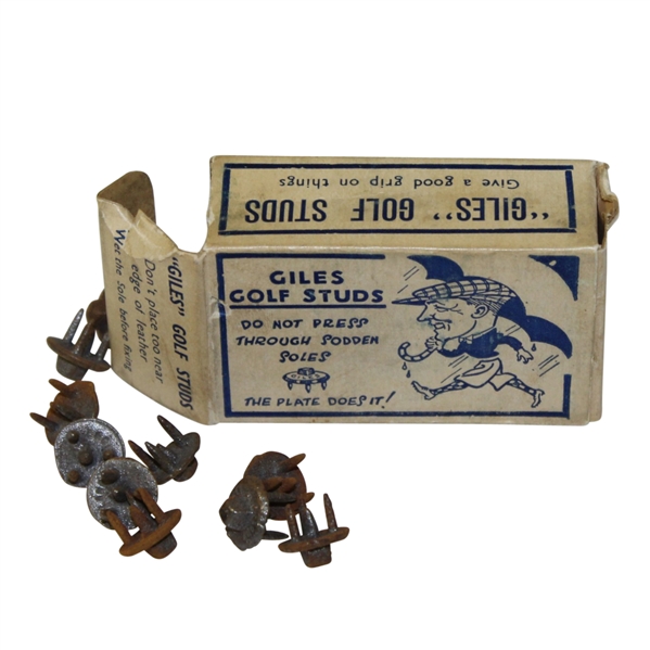 Box of Giles Golf Studs Do Not Press Through Sodden Soles - The Plate Does It!