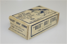 Box of Giles Golf Studs 'Do Not Press Through Sodden Soles - The Plate Does It!'