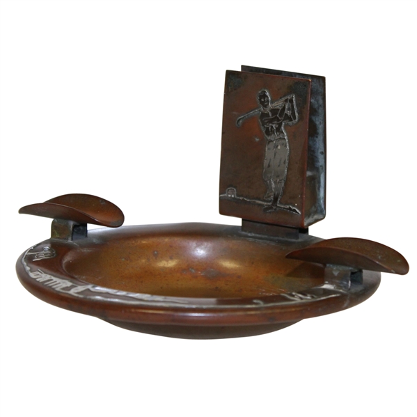 Heintz Sterling Silver on Bronze Cigar Ashtray with Match Holder - Great Condition