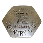 St. Louis Country Club Metal Caddy Badge #72 - "B" Class