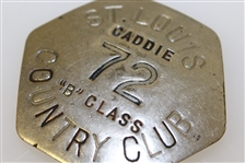St. Louis Country Club Metal Caddy Badge #72 - B Class