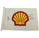 Phil Mickelson & Ernie Els Signed Shell World of Golf Match Used Flag JSA ALOA