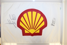 Phil Mickelson & Ernie Els Signed Shell World of Golf Match Used Flag JSA ALOA