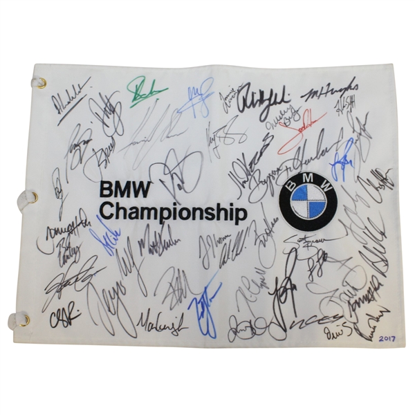 Multi-Signed 2017 BMW Championship Flag - Spieth, Mickelson, McIlroy, & more JSA ALOA