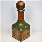 Vintage Fausto Conturi Italian Leather Wrapped Golf Themed Decanter with Stopper