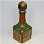 Vintage Fausto Conturi Italian Leather Wrapped Golf Themed Decanter with Stopper