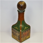 Vintage Fausto Conturi Italian Leather Wrapped Golf Themed Decanter with Stopper
