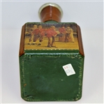 Vintage Fausto Conturi Italian Leather Wrapped Golf Themed Decanter with Stopper