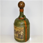 Vintage Fausto Conturi Italian Leather Wrapped Golf Themed Jug Decanter with Stopper