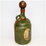Vintage Fausto Conturi Italian Leather Wrapped Golf Themed Jug Decanter with Stopper