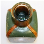 Vintage Fausto Conturi Italian Leather Wrapped Golf Themed Square Decanter with Stopper