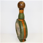 Vintage Fausto Conturi Italian Leather Wrapped Golf Themed Circular Decanter with Stopper
