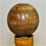 Vintage Fausto Conturi Italian Leather Wrapped Golf Themed Circular Decanter with Stopper