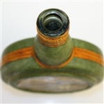 Vintage Fausto Conturi Italian Leather Wrapped Golf Themed Circular Decanter with Stopper