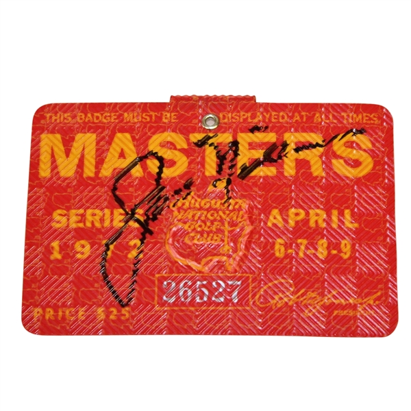 Jack Nicklaus Signed 1972 Masters Series Badge #26527 JSA ALOA