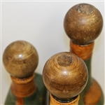 Vintage Fausto Conturi Italian Leather Wrapped Golf Themed Wine Bottles with Flask - Stopper