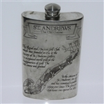 St. Andrews 'The Old Course' Pewter Flask with Course Layout - Good Condition with Funnel & Box