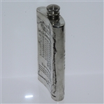 St. Andrews 'The Old Course' Pewter Flask with Course Layout - Good Condition with Funnel & Box