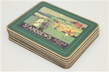 Six Classic St. Andrews Unused National Railway Poster Advertising Coasters with Box