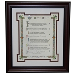 The Golfers Creed Display by David Forgan - One of a Kind Presentation - Framed