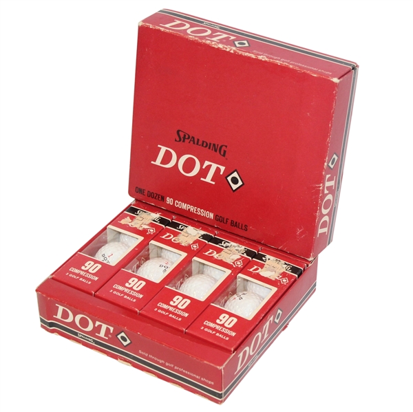 Spalding Dot 90 Compression Dozen Golf Balls in Original Box