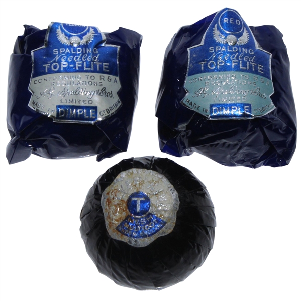 Silver King Mesh & Two Spalding Needled Top-Flite Original Wrapped Golf Balls