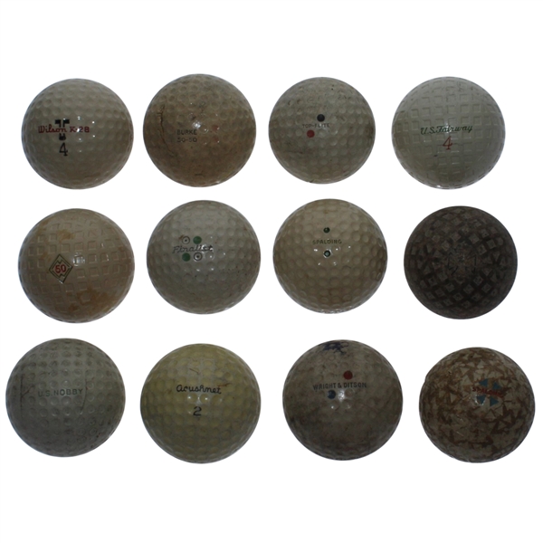 Dozen Vintage Golf Balls - Wright & Ditson, Acushnet, Finalist, 50, Fairway, and More