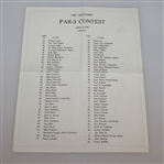 1983, 1984, & 1985 Masters Tournament Par-3 Contest Pairing Sheets - Roth Collection