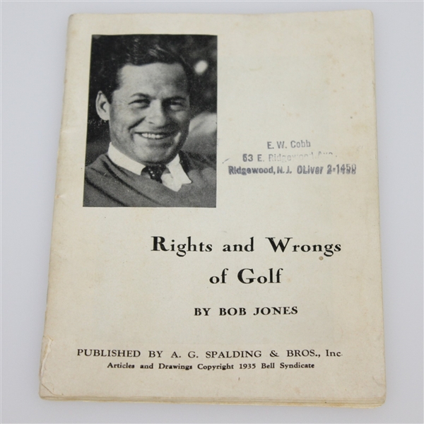 1935 Rights and Wrongs of Golf by Robert (Bobby) Jones Jr.