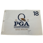 Justin Thomas Signed 2017 PGA Championship at Quail Hollow Embroidered White Flag PSA/DNA Full Letter