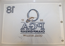 Justin Thomas Signed 2017 PGA Championship at Quail Hollow Embroidered White Flag PSA/DNA Full Letter