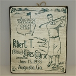 Bobby Jones Wood Plaque - Image from 1933 Bobby Jones Augusta Nat. Opening First Day Cover