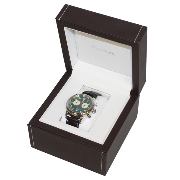 Masters Ltd Ed Mens Augusta Green Face with Brown Leather Band in Original Box