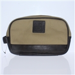 Augusta National Khaki Leather & Canvas Overnight/Shave Kit Bag