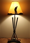 Golfer Themed Lamp with Three Crossed Clubs & Golf Ball Display - Great Presentation 
